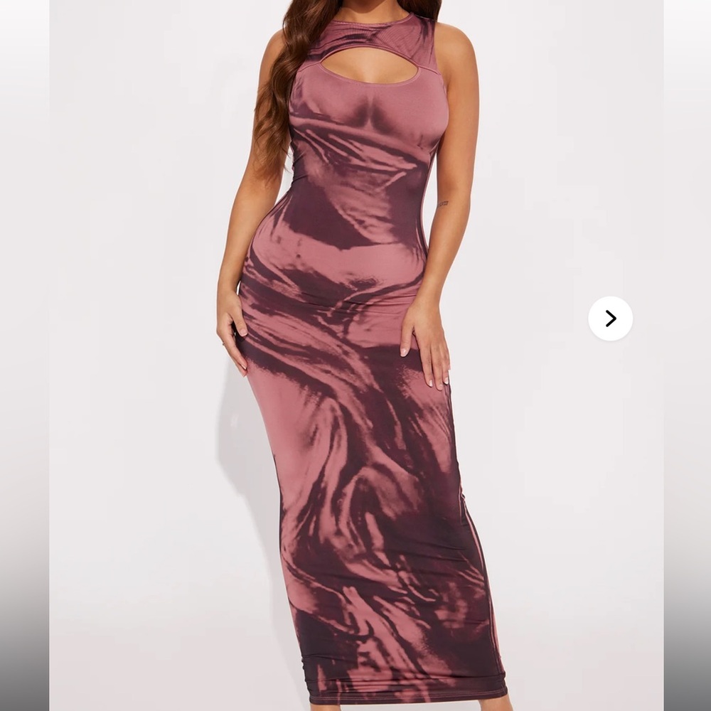 Fashion Nova Elegant Pink Marble Maxi Dress